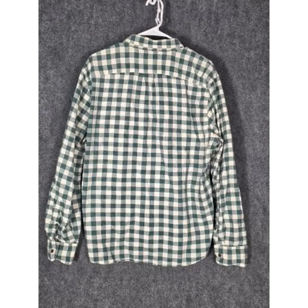 J. Crew Homespun‎ Gingham Button Down Shirt Mens XL Slim Fit Green White Plaid